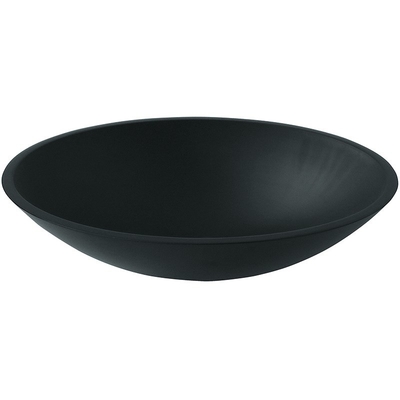 Wastafel Kapal Bulat Hitam Berbentuk Oval Berwarna Tempered Glass Acid Matt Countertop