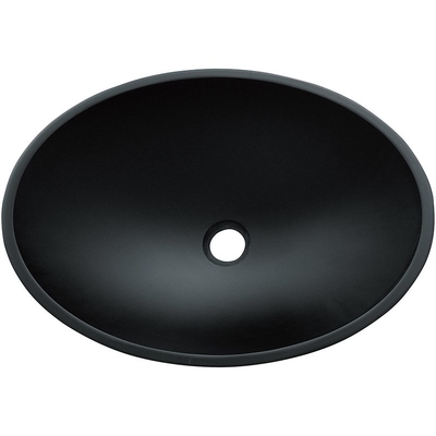 Wastafel Kapal Bulat Hitam Berbentuk Oval Berwarna Tempered Glass Acid Matt Countertop