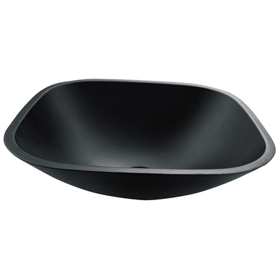 Acid Matt Square Bowl Wastafel Kamar Mandi Atas Meja Kaca Tempered Hitam Anti Karat