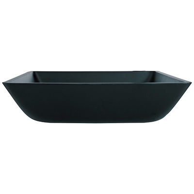 Wastafel Kamar Mandi Matt Black Basin Persegi Kaca Tempered 400mm