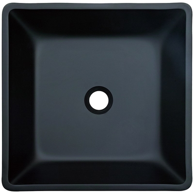 Wastafel Kamar Mandi Matt Black Basin Persegi Kaca Tempered 400mm