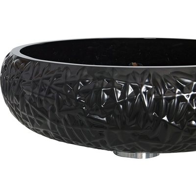 440mm Tinggi Hitam Kamar Mandi Kapal Wastafel Bulat Dipernis Eksterior Bentuk Bola Kristal