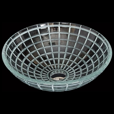 Mangkuk Wastafel Kaca Tempered 420mm Panjang Kaca Bulat Vanity Sink