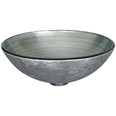 Silver Tempered Glass Sink Vessel Brushed Line Dengan Foil 420 * 420 * 145mm