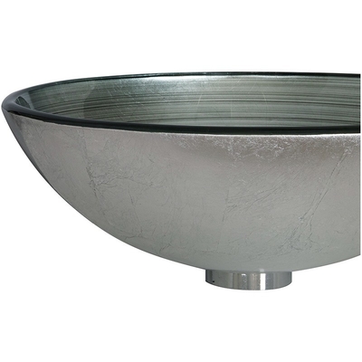Silver Tempered Glass Sink Vessel Brushed Line Dengan Foil 420 * 420 * 145mm