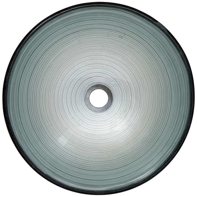 Silver Tempered Glass Sink Vessel Brushed Line Dengan Foil 420 * 420 * 145mm