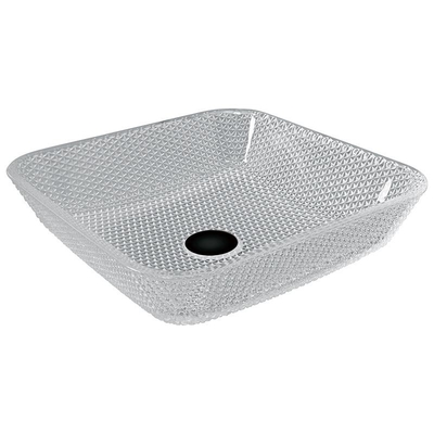 400mm Panjang Meja Vanity Sinks Crystal Clear Glass Vessel Diamond Square