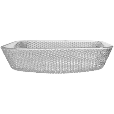 400mm Panjang Meja Vanity Sinks Crystal Clear Glass Vessel Diamond Square