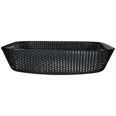 12mm Tebal Kaca Hitam Kamar Mandi Wastafel 400mm Tinggi Kristal OEM Persegi Di Atas Wastafel Meja