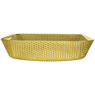 Chrome Countertop Vanity Sinks Square Glass Vessel Crystal Luxury Gold Color