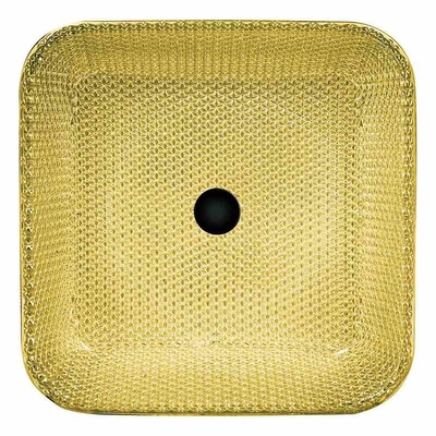 Chrome Countertop Vanity Sinks Square Glass Vessel Crystal Luxury Gold Color