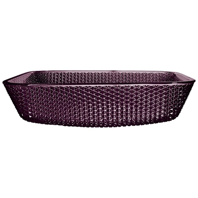 Wastafel Vanity Countertop Halus Berlian Ungu Kristal 12mm Persegi Kaca Kamar Mandi Wastafel