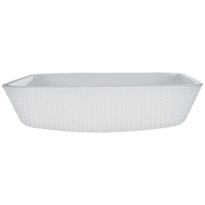 12mm Countertop Vanity Sinks Crystal Square Vessel Kamar Mandi Tahan Gores Putih