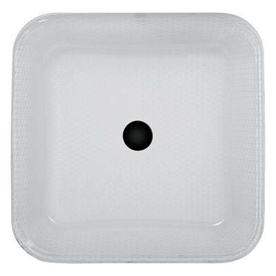 12mm Countertop Vanity Sinks Crystal Square Vessel Kamar Mandi Tahan Gores Putih