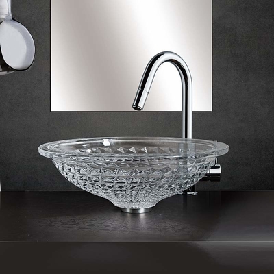 Wastafel Kristal Bulat Cuci Tangan 415mm 140mm Untuk Hotel Die Casting