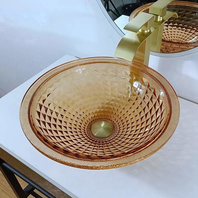 Vanity Artistic Round Basin Bowl Desain Italia Wastafel Kapal Kaca Amber