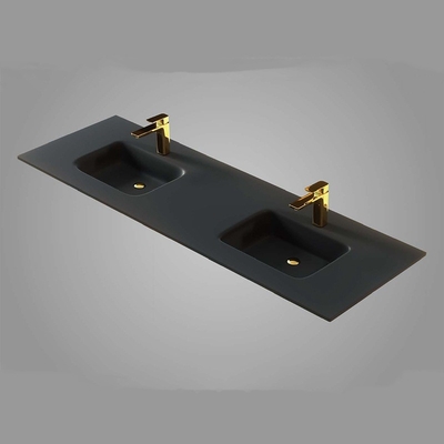Wastafel Kaca Tempered Kamar Mandi yang Disesuaikan, Meja Wastafel Kapal Tunggal Atau Ganda