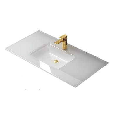 Wastafel Kaca Tempered Kamar Mandi yang Disesuaikan, Meja Wastafel Kapal Tunggal Atau Ganda