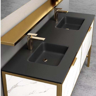 Wastafel Kaca Tempered Kamar Mandi yang Disesuaikan, Meja Wastafel Kapal Tunggal Atau Ganda