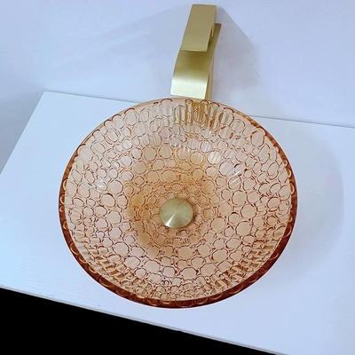 Wastafel Kapal Bulat Dangkal Kaca Kustom Kristal Bulat Modern Besar