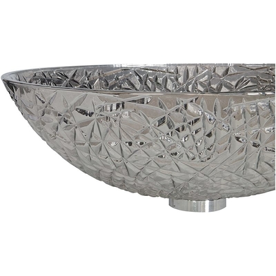 Mangkuk Wastafel Kamar Mandi Chrome Di Atas Counter Oval Silver Modern Crystal