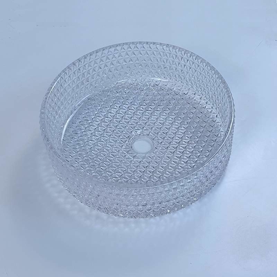 395mm Round Glass Wash Basin Cuci Tangan 45mm Dia Tidak Ada Lubang Untuk Kamar Mandi Hotel