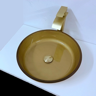 110mm Tinggi Brushed Glass Basin Bowl 420mm Panjang Round Circular Vessel Sink
