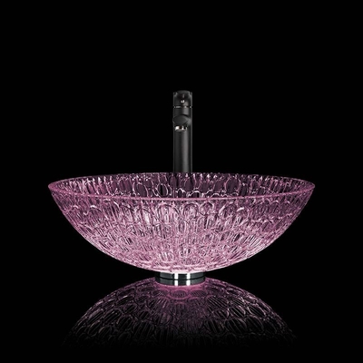 395mm Crystal Wastafel Bulat 130mm Purple Bathroom Bowl Basin