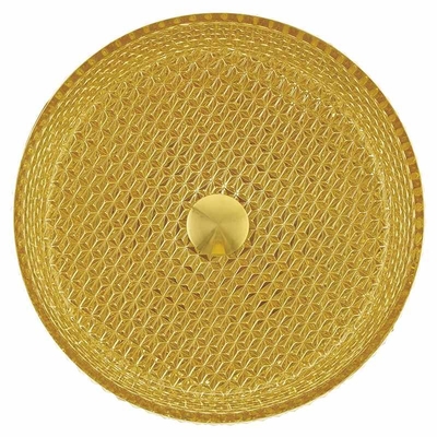 OEM Kokoh Kaca Wastafel Warna Emas Interior 120mm Tinggi