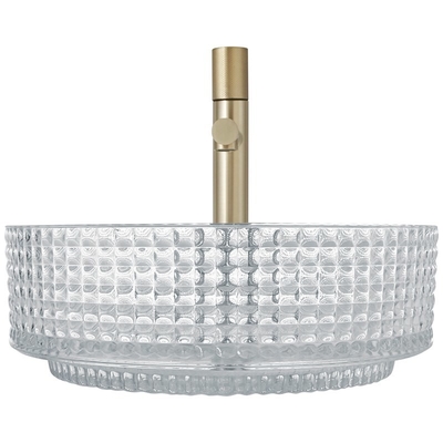 Wastafel Kaca Berbentuk Silinder Eropa Diemat Wastafel Bening Kristal 14.8&quot;