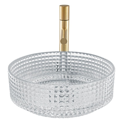 Wastafel Kaca Berbentuk Silinder Eropa Diemat Wastafel Bening Kristal 14.8&quot;