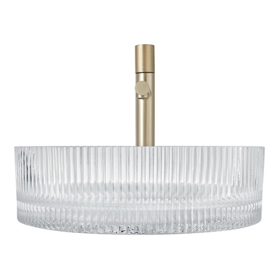 Wastafel Kaca Bening Berbentuk Silinder Restoran Crystal 15.5 &quot;Table Top Vessel Sinks