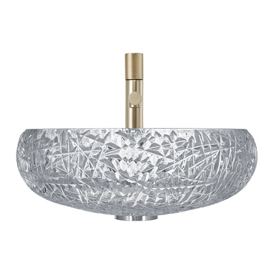 Mangkuk Wastafel Kaca Bening Berbentuk Bola Countertop Mounted Home Decoration