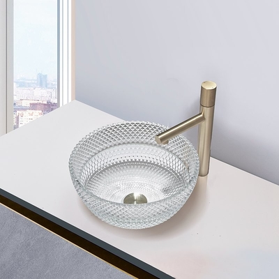 Wastafel Kaca Bening Kristal Calathiform Kamar Mandi Countertop Sinks