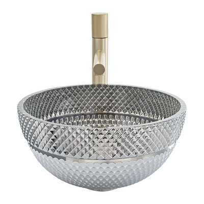 Shinning Chrome Color Glass Hand Wash Basin Diameter 340mm Dan 395mm