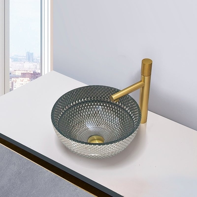 Shinning Chrome Color Glass Hand Wash Basin Diameter 340mm Dan 395mm