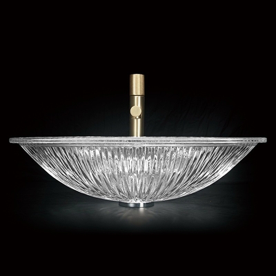 One Piece Moulding Glass Vessel Sink Bowls Panjang 550mm Tanpa Luapan