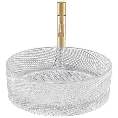 Twill Surface Clear Glass Vessel Basins Untuk Kamar Mandi Hotel
