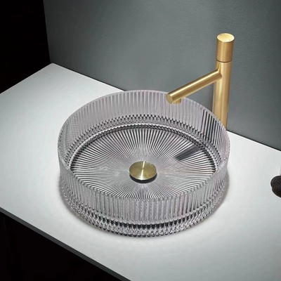 Wastafel Kaca Kristal Berwarna-warni Bentuk Silinder Countertop Basin Bowl