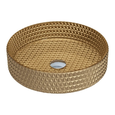 Wastafel Kaca Kristal 45mm Warna Emas Bentuk Silinder Wastafel Kesombongan Kamar Mandi
