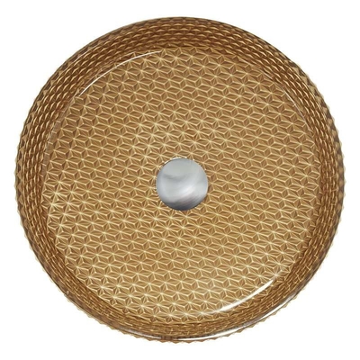 Wastafel Kaca Kristal 45mm Warna Emas Bentuk Silinder Wastafel Kesombongan Kamar Mandi