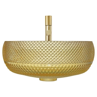 Italy Design Crystal Glass Vessel Basins Wastafel Kamar Mandi Warna Kuning