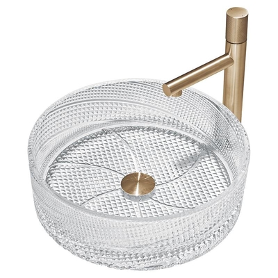 Twill Surface Clear Glass Vessel Basins Untuk Kamar Mandi Hotel