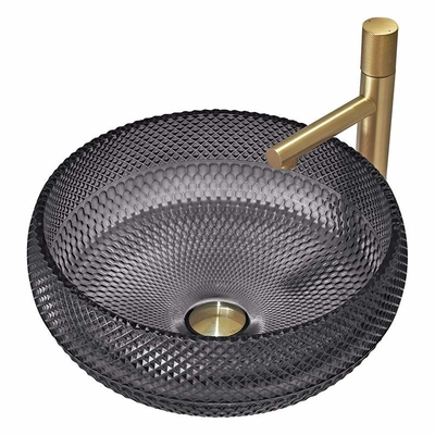 Italian Design Crystal Glass Vessel Basins Countertop Warna Hitam Transparan