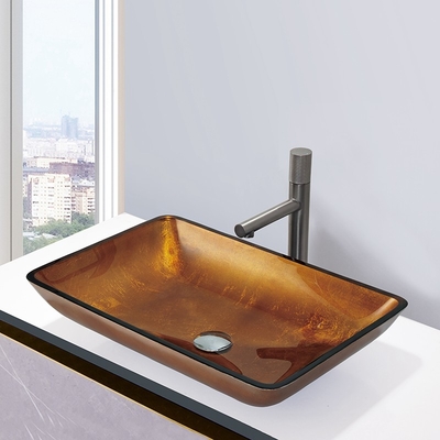 Meja Emas Dipasang Wastafel Kamar Mandi Interior Halus Dan Eksterior Buatan Tangan