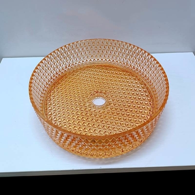 Diamond Shape Crystal Vessel Sink Wastafel Atas Meja Warna Oranye