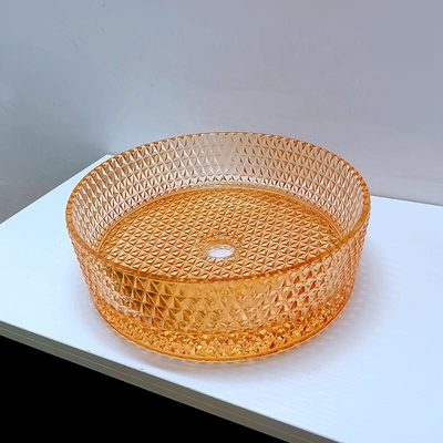 Diamond Shape Crystal Vessel Sink Wastafel Atas Meja Warna Oranye
