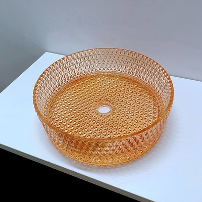 Diamond Shape Crystal Vessel Sink Wastafel Atas Meja Warna Oranye