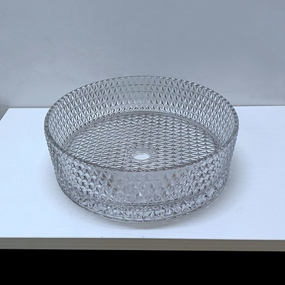 Desain Italia Crystal Glass Vessel Basins Countertop Warna Abu-abu Muda Transparan