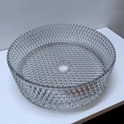 Desain Italia Crystal Glass Vessel Basins Countertop Warna Abu-abu Muda Transparan